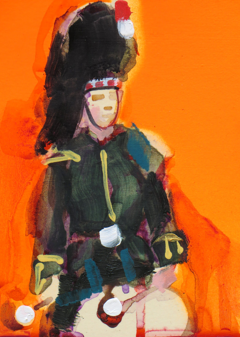 'Drummer Girl' - 15 x 10.5cm, Oil on card, 2016