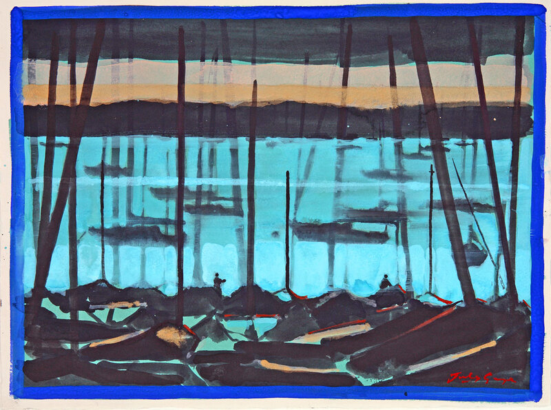 'Estuary' - 28 x 38cm, Acrylic & gouache on paper, 2007