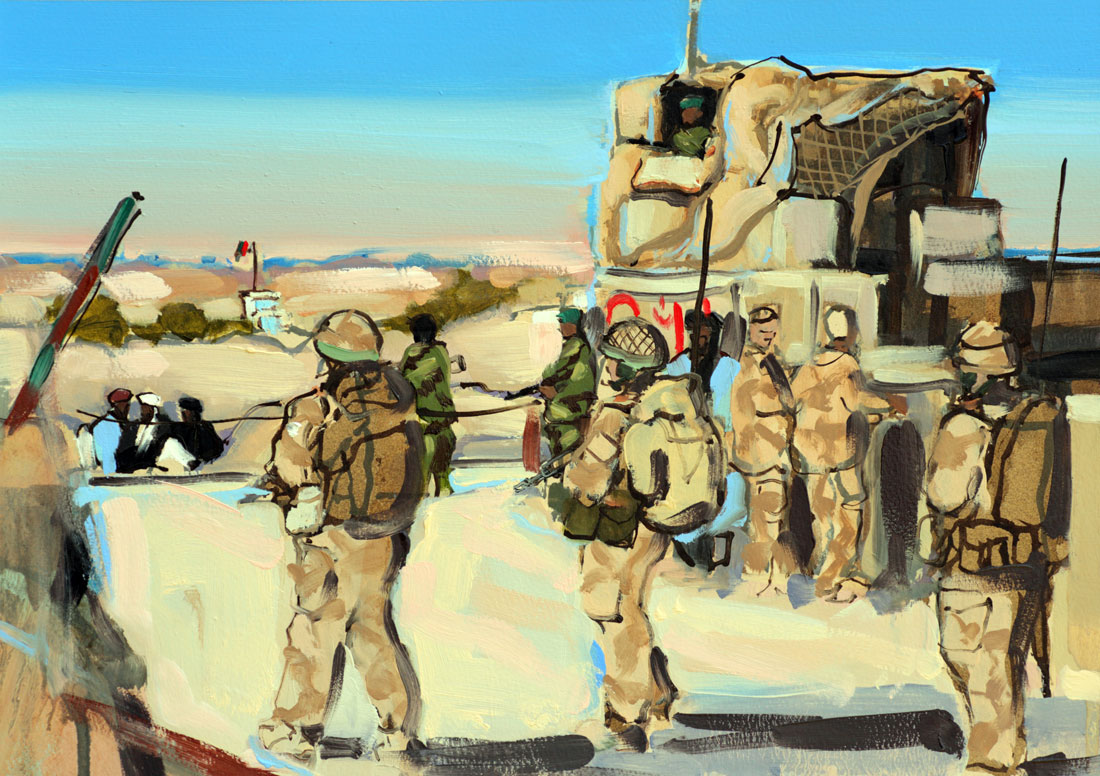 'Grenadier Guards Foot Patrol' - 37.5 x 50.5cm, Oil on paper, 2011