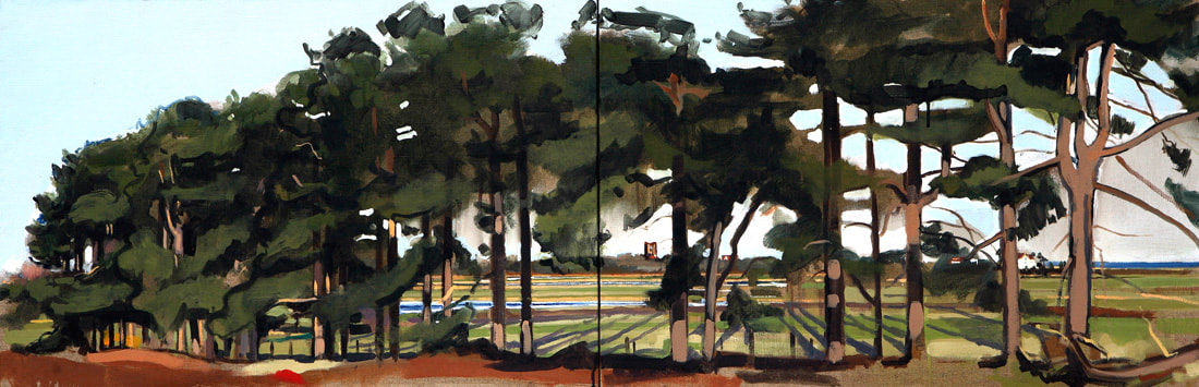 'Scots Pines' - 41 x 122cm, Oil on linen, 2006