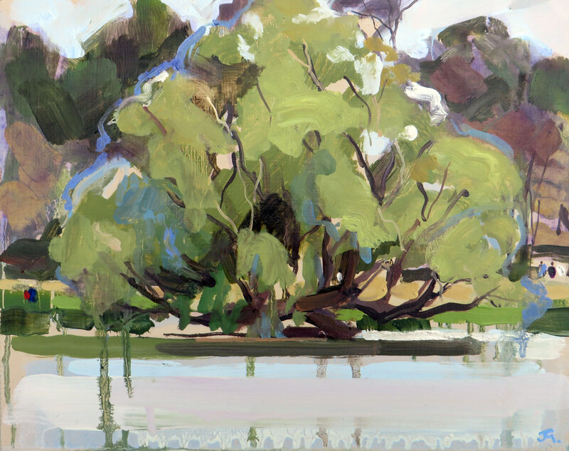 'Willows on the Mere' - 24 x 30cm, Oil on board, 2022